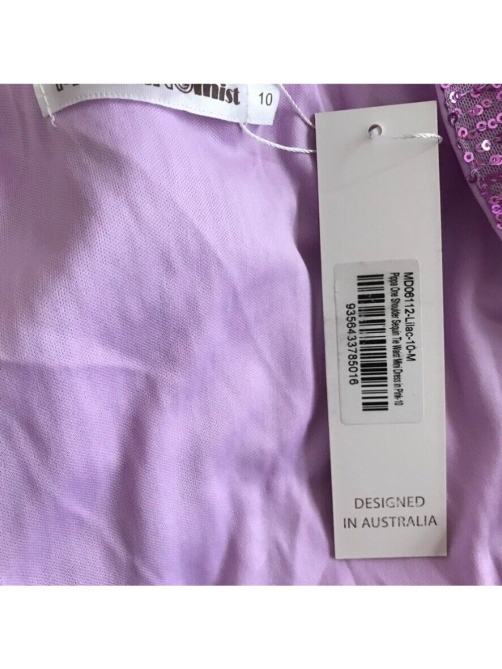 Morning mist pippa one shoulder sequin mini dress lilac size large women's new - Picture 7 of 13